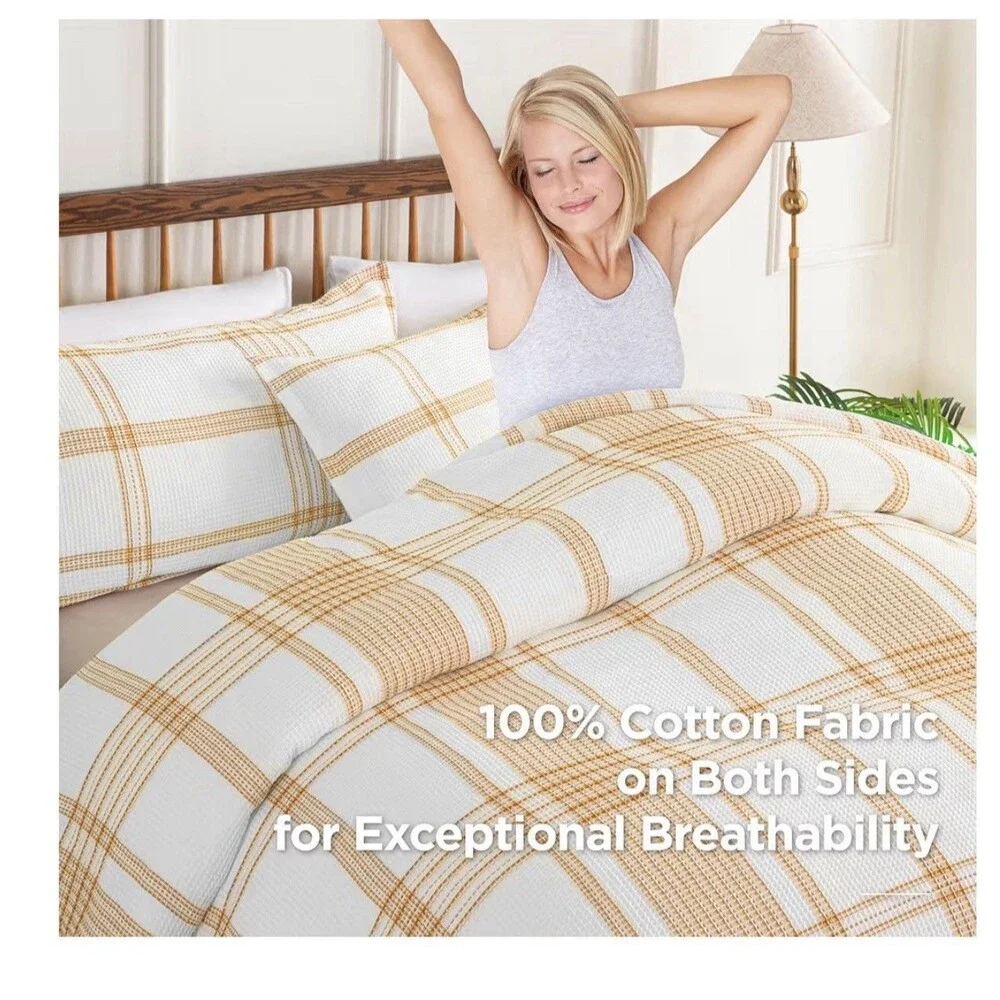 Sophia And William Cotton Cover Set King Size Waffle Weave Duvet Cover Set